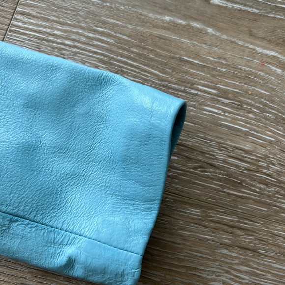 Light blue real leather jacket size small - Picture 4 of 5